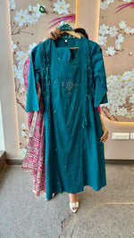 Hot selling in blue colour paired with Kalamkari dupatta