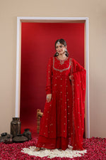 Pretty georgette heavy Zari embroidery full suit set