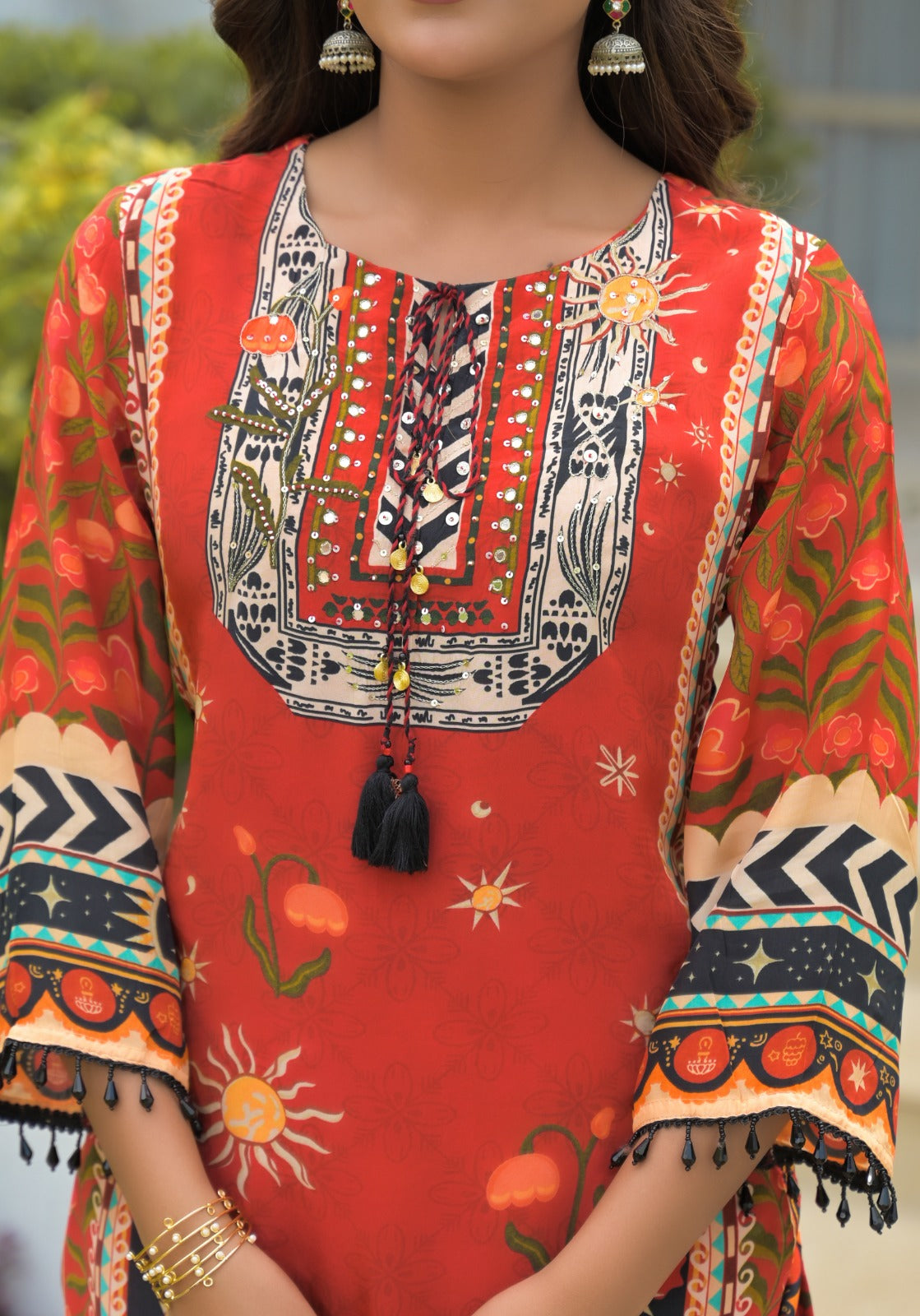 Pure crepe digital printed lining full suit set