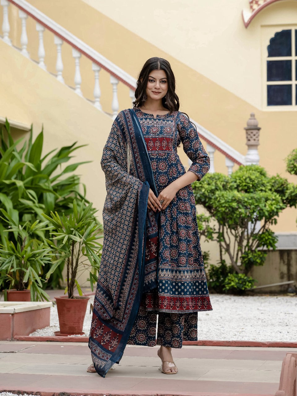 Pure cotton full suit set in blue