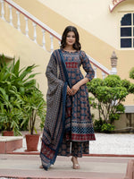 Pure cotton full suit set in blue