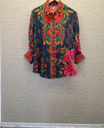 Ajrakh crepe top in multi