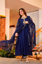 Designer Santoor silk suit in blue!!
