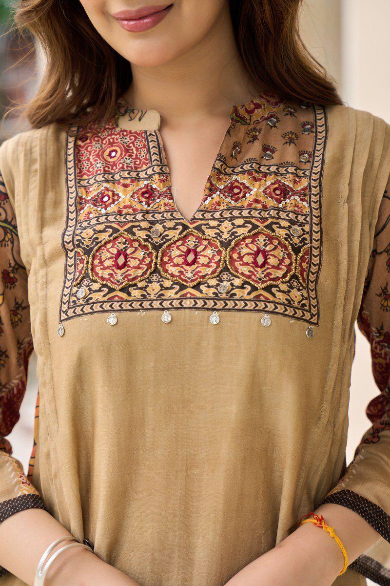 Kalamkari back Mul silk kurta pant