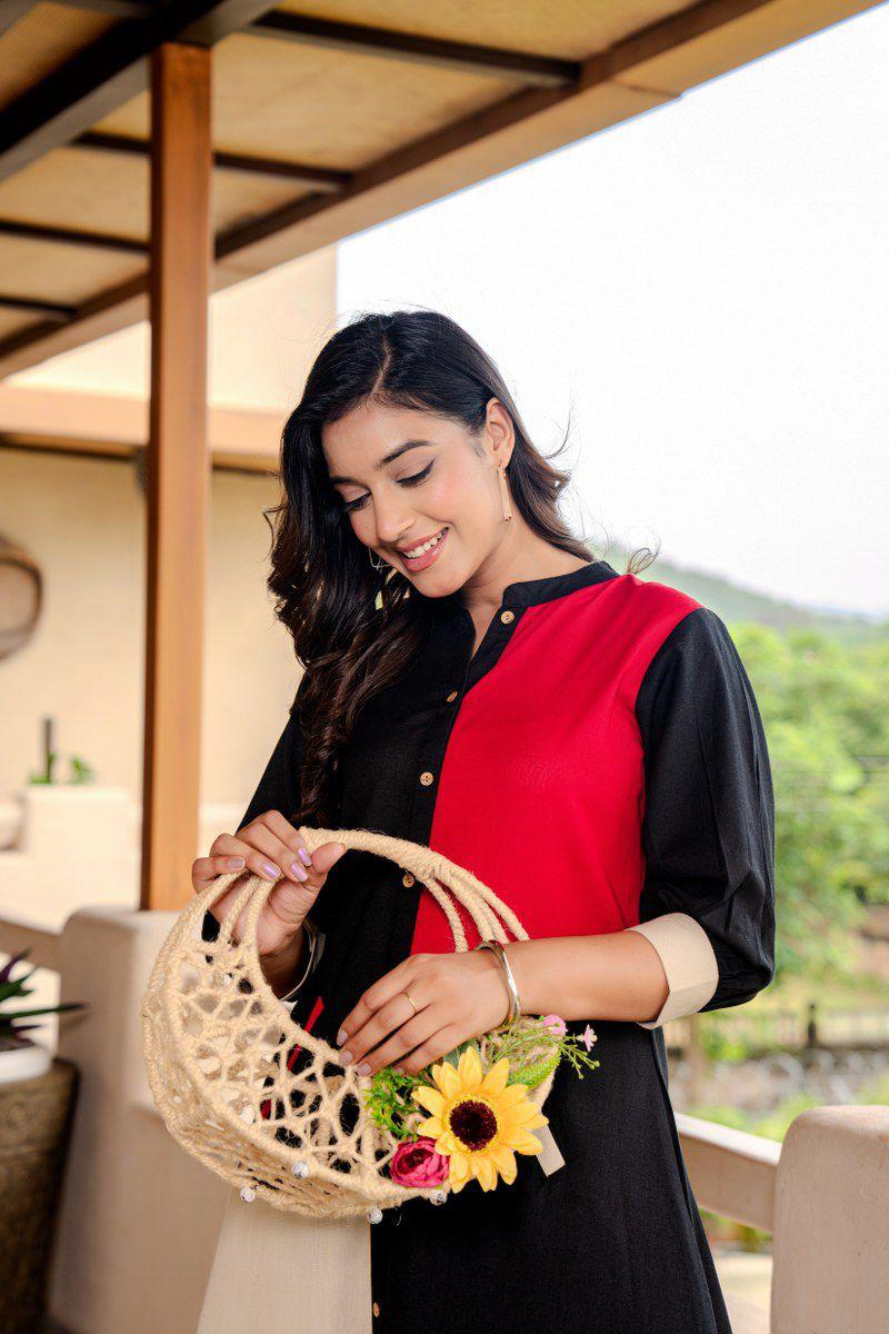 Designer pocket cotton kurta pant