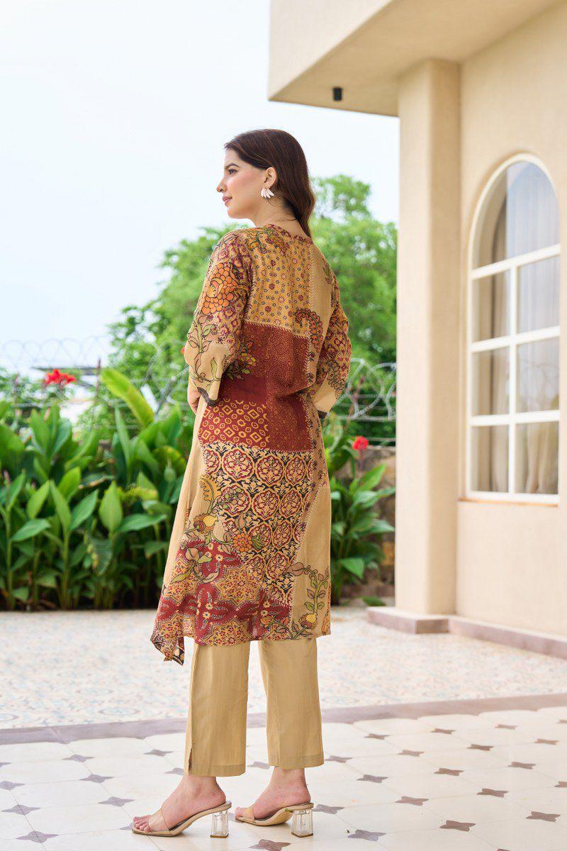 Kalamkari back Mul silk kurta pant