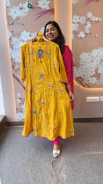 Pretty Mul Chanderi with gotta detailing and heavy hand work in yellow