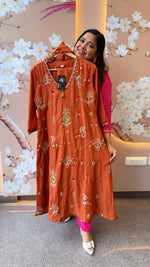 Pretty Mul Chanderi with gotta detailing and heavy hand work in orange