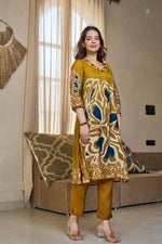 Designer V neck Mul silk front n back digital printed kurta pant