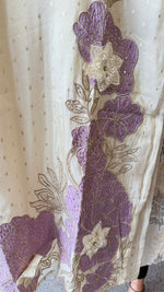 Tissue suit set with gold Zari weaving n appliqué work (slim fit)