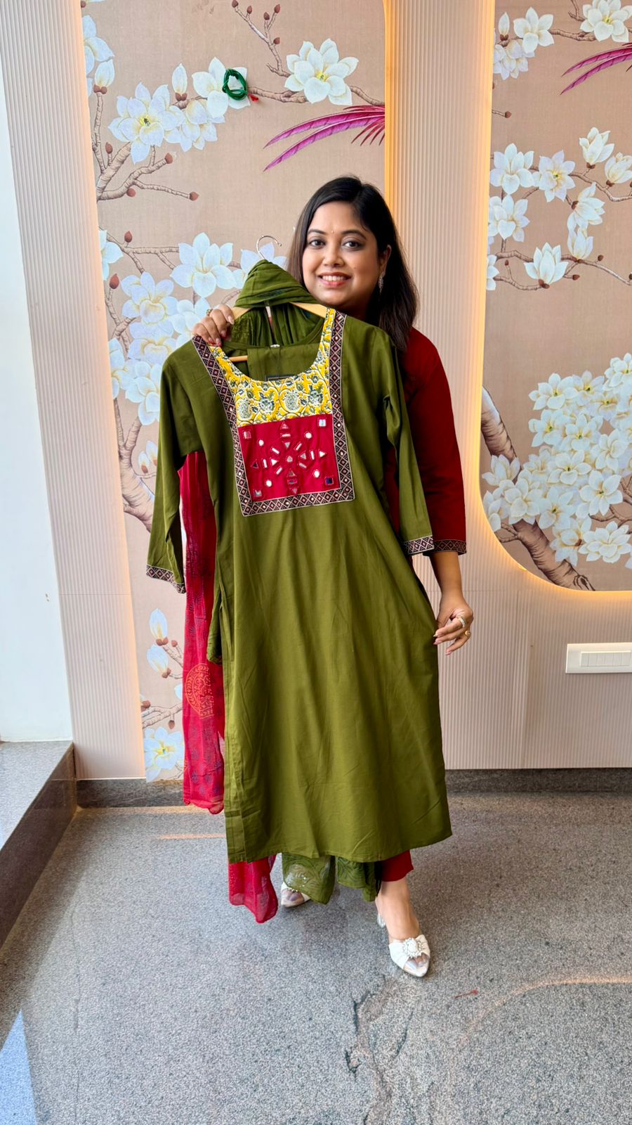 Pretty green real mirror cotton suit set (slight slim fit)