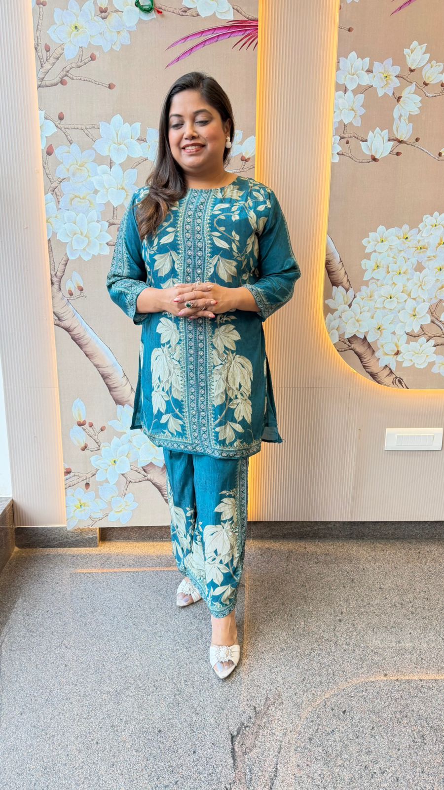 Pure crepe lining blue co ord