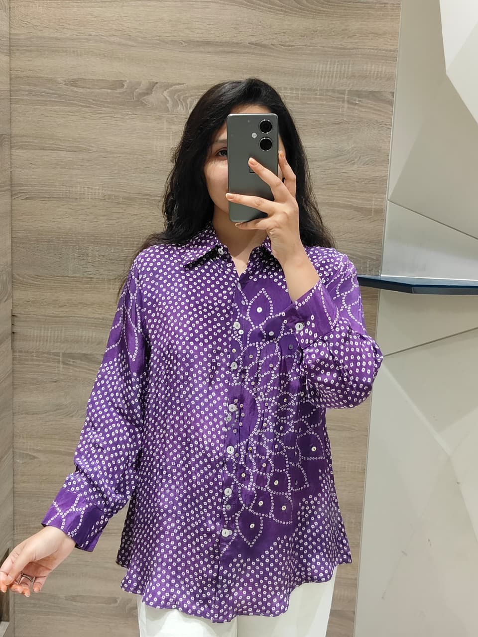 Pure crepe wow purple bandhani shirt