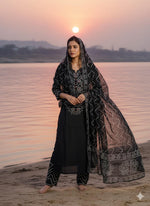 Restocked! Pretty bandhani black cotton suit set