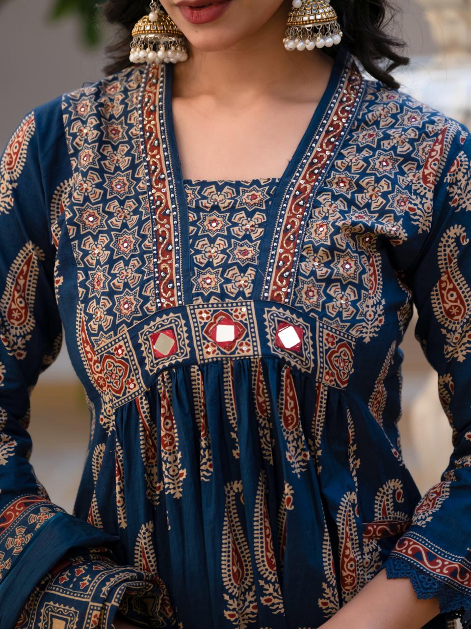 Blue cotton full suit set