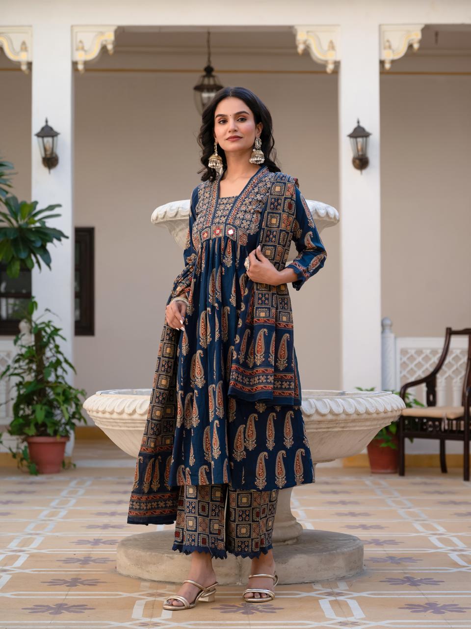 Blue cotton full suit set