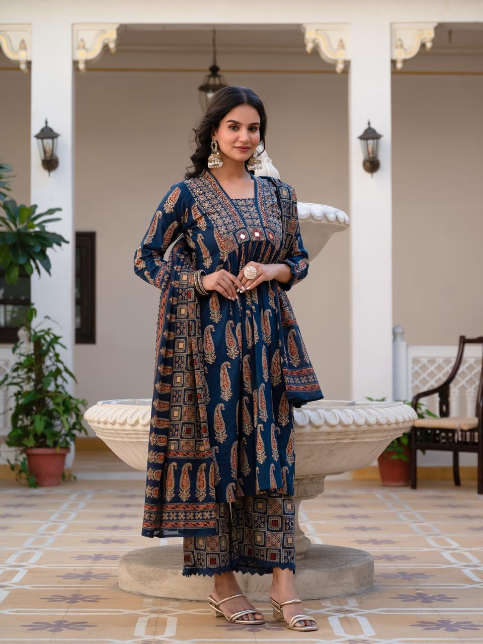 Blue cotton full suit set