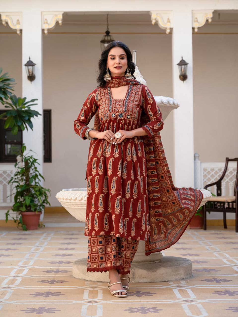 Red cotton full suit set