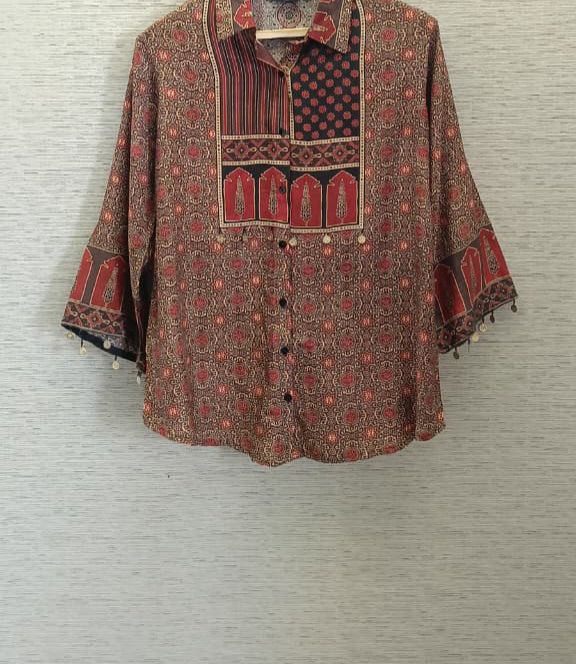 Super smart Ajrakh crepe shirt