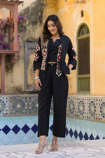 Beautifully embroidered co ord in blacK