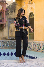 Beautifully embroidered co ord in blacK