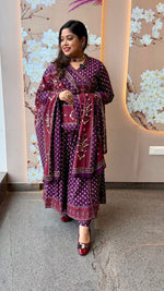 Angrakha cotton suit set in purple