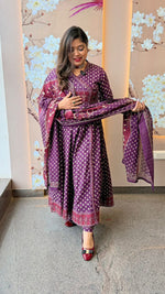 Angrakha cotton suit set in purple