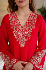 Wow wow santori silk suit set in red