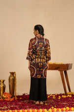 Pure Mul silk gorgeous Ikkat kurta pant in purple n black