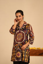 Pure Mul silk gorgeous Ikkat kurta pant in purple n black