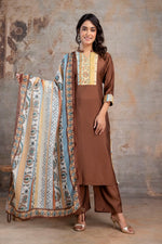 Pretty pretty bemberg muslin suit set in brown
