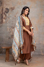 Pretty pretty bemberg muslin suit set in brown