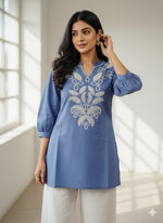 Smart embroidered cotton top