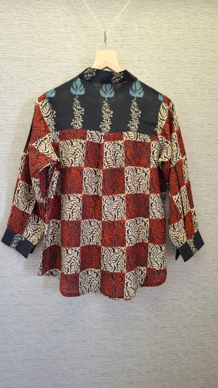 Mul silk ajrakh top