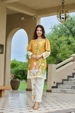 Brush painted lining Mul chanderi co ord