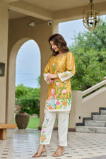 Brush painted lining Mul chanderi co ord