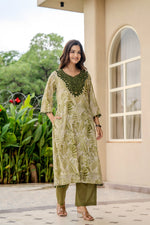 Smart Mul chanderi lining with pocket co ord in green