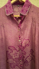 Pure crepe bandhani shirt purple