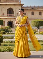 Beautiful chinon skirt with hand embroidered work