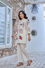 Dobby cotton applique work co ord comes with lining