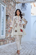 Dobby cotton applique work co ord comes with lining