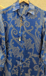 Gorgeous blue bandhani gaji silk kurta pant