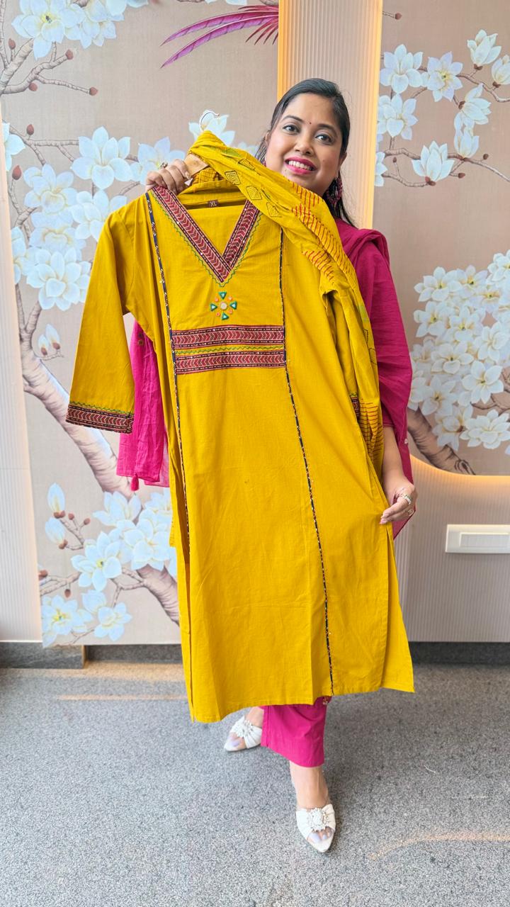 Pretty cotton paired witt block print dupatta