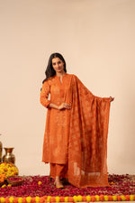 Orange bhandni cotton full suit set