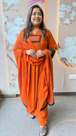 Real mirror orange n black suit set