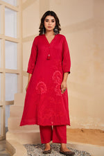 Mul cotton embroidered full suit set