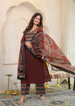 Beautiful cotton wine full suit