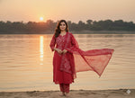Red bandhani cotton suit set
