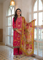 Pure crepe pink embellished suit set