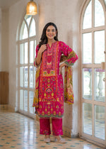 Pure crepe pink embellished suit set